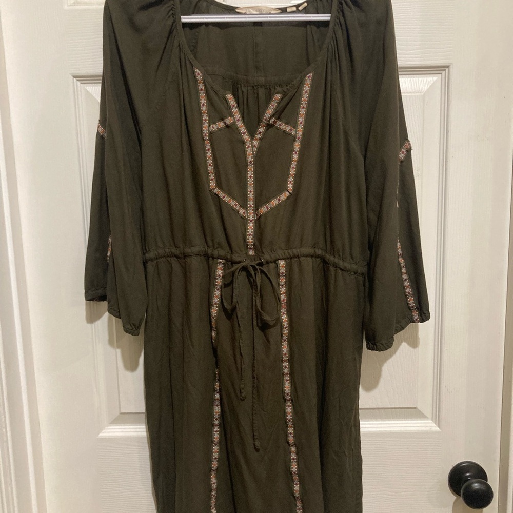 Vintage Anthropologie Edme & Esyllte Olive Green Dress